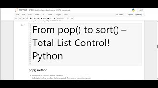 Python Class 30: Mastering List Methods – pop(), remove(), insert(), sort(), and More!