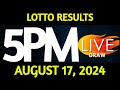 Lotto Result Today 5:00 pm draw August 17, 2024 Saturday PCSO LIVE