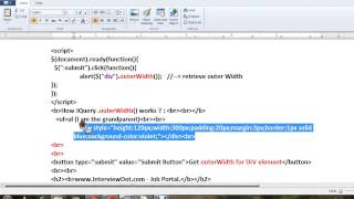 OUTERWIDTH METHOD IN JQUERY DEMO