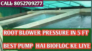 बायोफ़्लाक में ROOT BLOWER का PRESSURE।। BEST PUMP FOR BIOFLOC।।