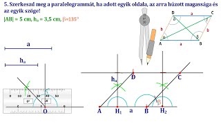 5) PARALELOGRAMMA SZERKESZTÉSE – ISMERT OLDALA, MAGASSÁGA ÉS EGYIK SZÖGE