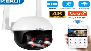 KERUI 5MP 8MP 4K PTZ WiFi IP Wireless Camera Tuya Smart Outdoor Home Security Du