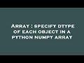 Array : specify dtype of each object in a python numpy array