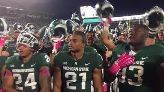 Michigan State players sing the Spartan fight song ‘Victory for MSU’