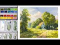 Watercolor Landscape Painting - Peaceful Countryside