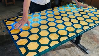 Making Hexagonal LED Touch-Sensitive Epoxy Resin Table That Lights Up #epoxycrafts #diy #craft