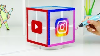 РИСУЮ INSTAGRAM, TIK TOK, VK и YOUTUBE СВЕТИЛЬНИК 3D РУЧКОЙ DIY Тик Ток, Инстаграм