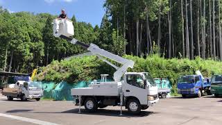 【販売中の中古高所作業車の作動確認】室内まで、しっかりお見せします！H19 日野デュトロ 高所作業車 SK10B 9.7ｍ 通信工事や外壁塗装、各種メンテナンス作業などに使える高所作業車です！