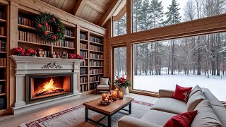 Serene Winter Jazz \u0026 Cozy Fireplace Ambience - Soft Jazz Sounds for Winter Contemplation