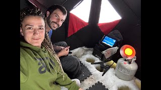 Live Ice fishing for Perch and Rainbow Quebec Canada