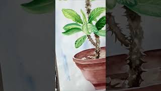 Croton Plant Watercolour Drawing. 🪴Susmita,s Creative Mind.#watercolor #Crotonpalantdrawing