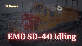 🚂 EMD SD-40 Idling ⨀ 11 Hours - Dark Screen in 1 Hour