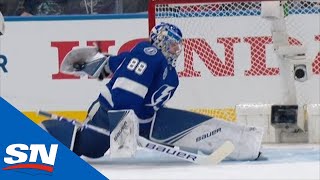 Andrei Vasilevskiy Pulls A Behind-The-Back Glove Save On Mathew Barzal