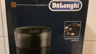 Unboxing  DeLonghi coffee, spicy  grinder.Распаковка кофемольке.