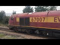 ews 67007 with ex arriva wales 67002 departing hornsey with br mk2 empty stock 25 9 2021