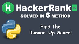 Find the Runner-Up Score! | Easy | Basic Data Types | Python HackerRank Solution | Hindi
