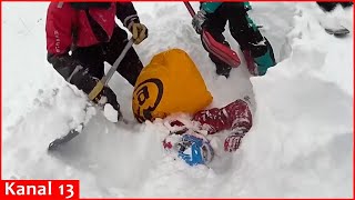 Dramatic rescue of an avalanche victim in Colorado being dug out from underneath snow