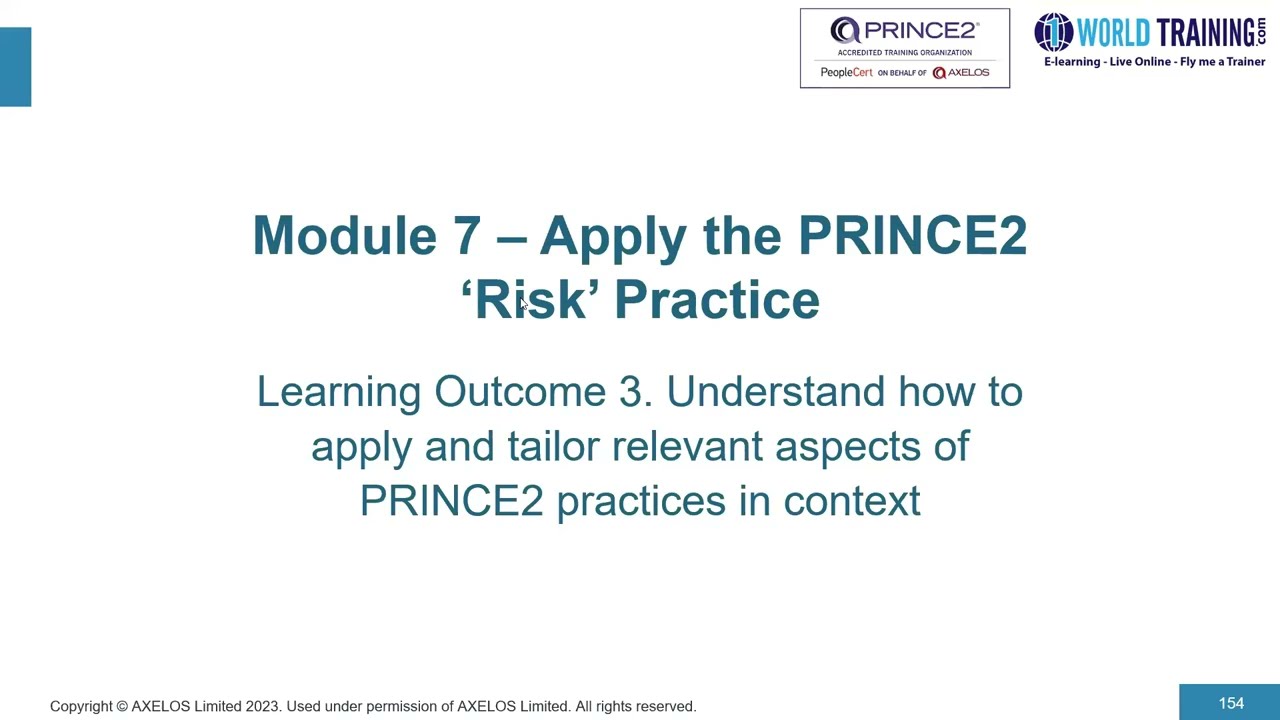 Apply The Prince2 Risk Practice | PRINCE2® 7 Practitioner | PeopleCert ...