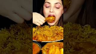 Eating Biriyani With Spicy🔥Chicken Curry,🤤Egg Kosha,Dum Aloo, Naan Puri #shorts #asmr #stellaasmr