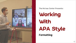 APA Workshops Formatting