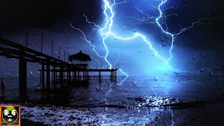 Epic Ocean Thunderstorm | Sound of Waves with Violent Thunder and Lightning Sounds to Sleep, Relax