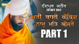 ਅਰੀ ਬਾਈ ਗੋਬਿਦ ਨਾਮੁ ਮਤਿ ਬੀਸਰੈ | Arri Bai Gobind | Part 1/2 | 29.10.2017 Nandpur Kalour | Dhadrianwale