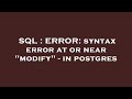 SQL : ERROR: syntax error at or near 