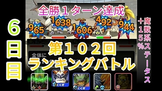 【DQMSL】第１０２回ランキングバトル（魔獣系ステータス＋１５％）６日目【闘技場リーグ戦】