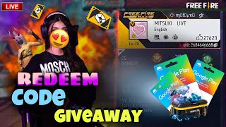 FREE FIRE LIVE GIVEAWAY CUSTOM ROOM 😍| FF LIVE REDEEM CODE GIVEAWAY WITH CUTE GIRL #GIVEAWAY #FF