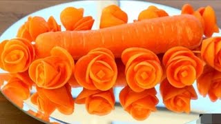 Art in carrot rose flower,carrot carving | Food decoration,গাজর দিয়ে গোলাপ ফুল,গায়ে হলুদে গাজরের ফুল