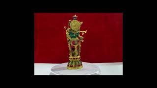 Lord Krishna Govind Brass Statue with Intricate Stone Work | Hindu Decor | Indian Handicraft