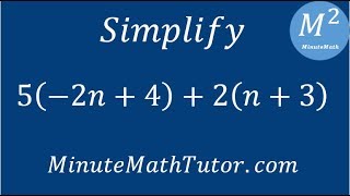 Simplify 5(-2n+4)+2(n+3)