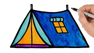 How to Draw Camping Tent Easy | Drawing Tutorial for Beginners