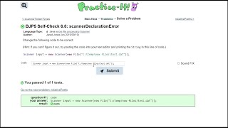 Java Practice It || 6.8 scannerDeclarationError || file processing, scanner, debugging