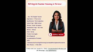 PGT English Teacher Vacancy in Thrissur