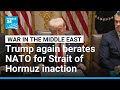 Trump again berates NATO for inaction in securing Strait of Hormuz • FRANCE 24 English