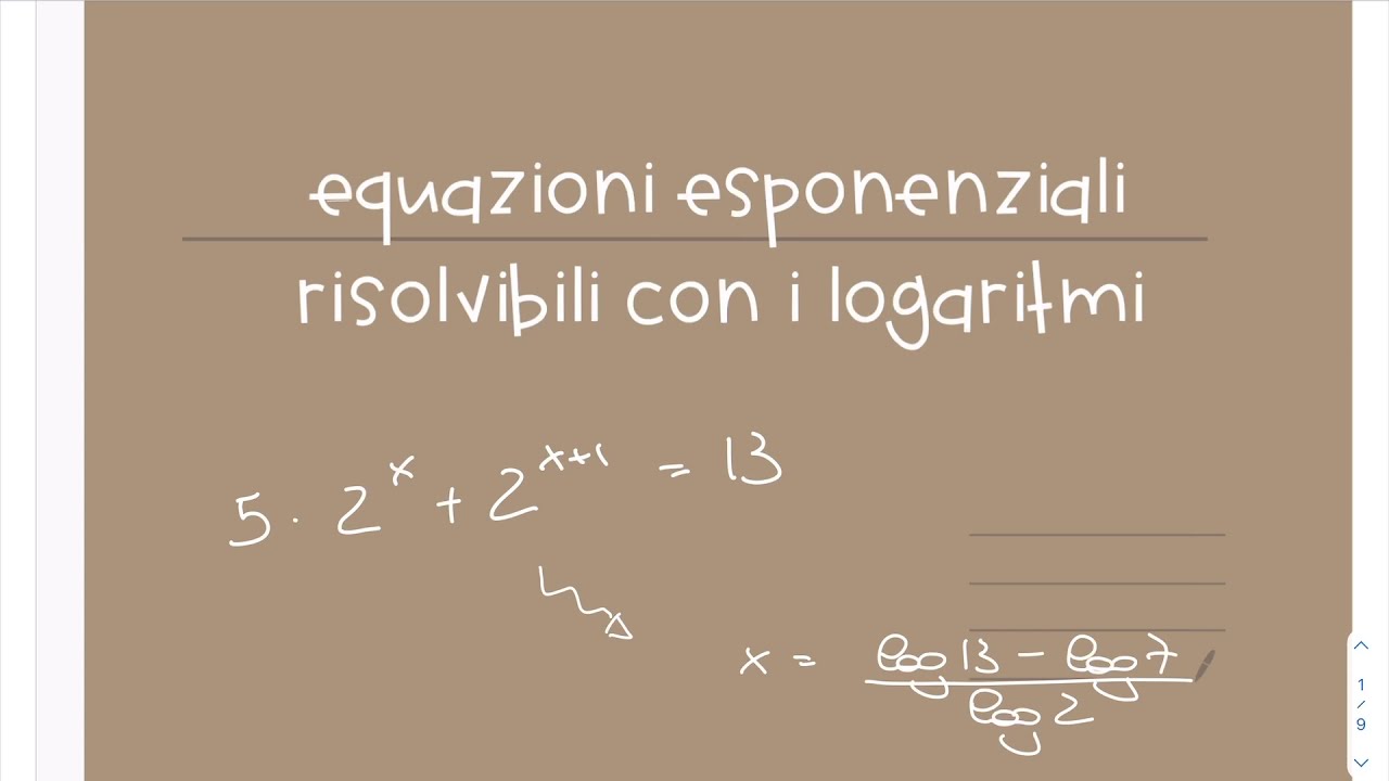 Equazioni Esponenziali Risolvibili Con I Logaritmi - YouTube