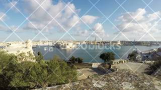 Three Cities as seen from Valletta, Vittoriosa, Senglea, Cospicua, Malta, Time Lapse, 4k