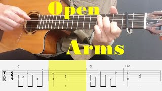 Open Arms - Journey - Easy Fingerstyle guitar with tabs