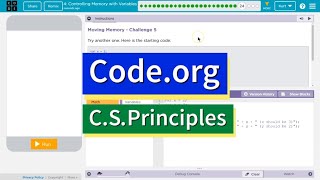 Controlling Memory with Variable 4.24 Tutorial with Answers Code.org CS Principles