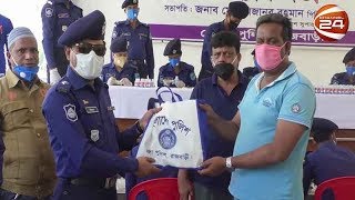 হ্যান্ড স্যানিটাইজার ও মাস্ক নিজেরা তৈরি করে বিতরণ করছে রাজবাড়ী পুলিশ