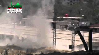 Syria SAA tank takes a direct hit in Damascus 27 7 Syria War 2013!