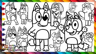 Draw and Color Bluey, Her Family, and Friends 🐶🐕❤️🧡💛💚💙💜 Drawings for Kids