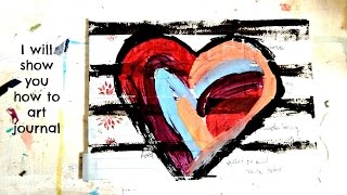 Josey's Art School Episode #19 Beginner Art Journaling Hearts Love Journal Pages Easy Meditation