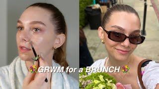 get ready with me for a business brunch | skincare, makeup, hair, & outfit