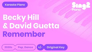 Becky Hill, David Guetta - Remember (Piano Karaoke)