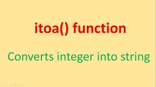 itoa : Converts integer to string in C