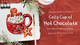Cozy cup of hot chocolate: Watercolor tutorial