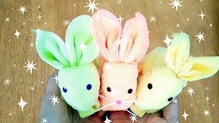 How to make a cute Bunny with a towel and paper 🐰 DIY Easter decorations/handkerchief rabbit /Prinit