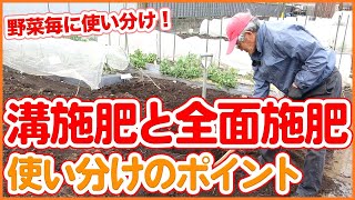 家庭菜園や農園栽培で溝施肥と全面施肥の使い分けポイント！夏野菜栽培の品目ごとに肥料の撒き方を徹底解説！【農家直伝】